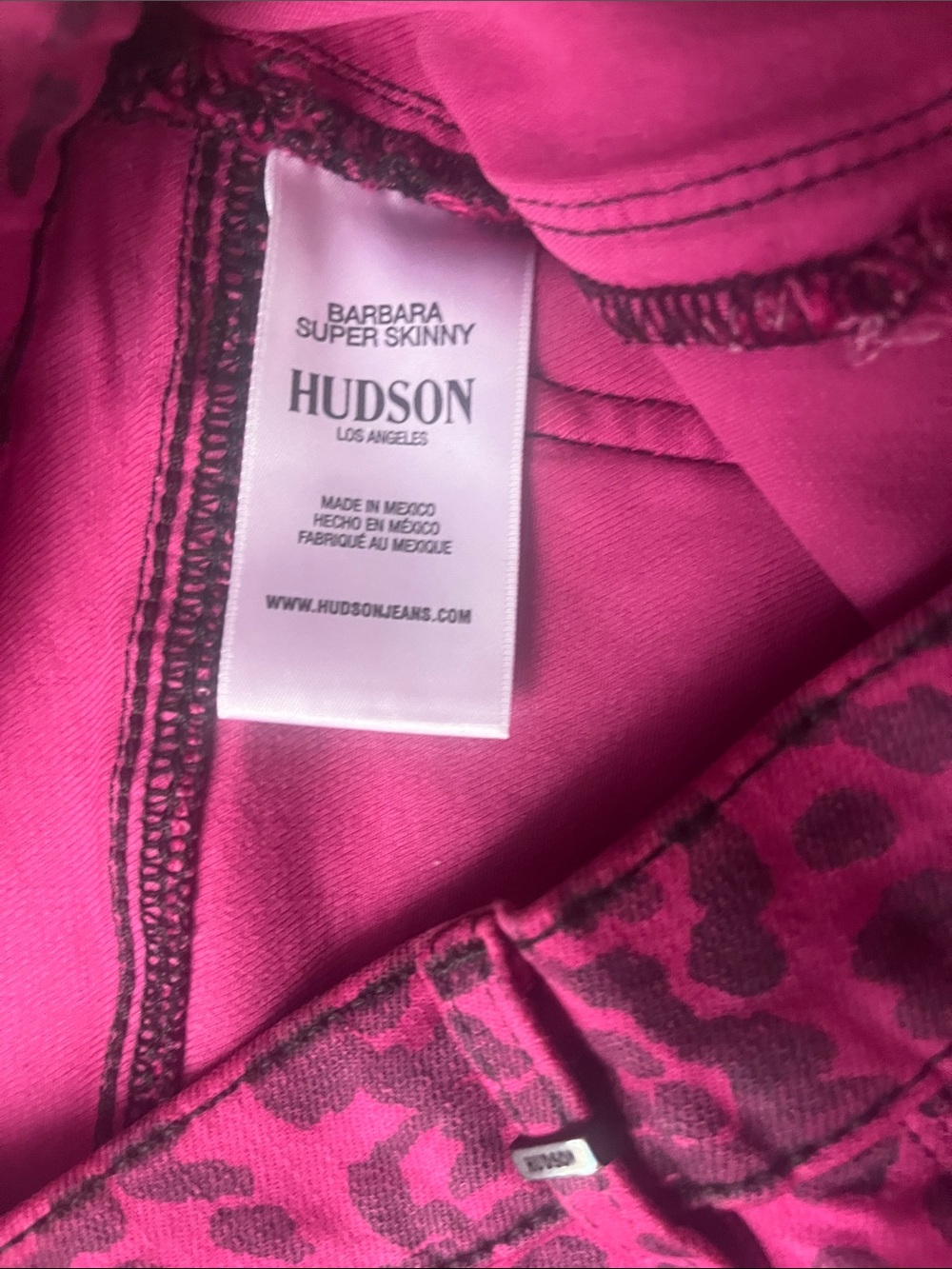 Hudson Jeans Bright Pink and Dark Fuchsia Leopard Print Denim - Picture 4 of 12